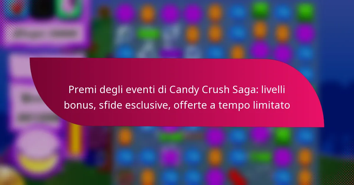Premi degli eventi di Candy Crush Saga: livelli bonus, sfide esclusive, offerte a tempo limitato