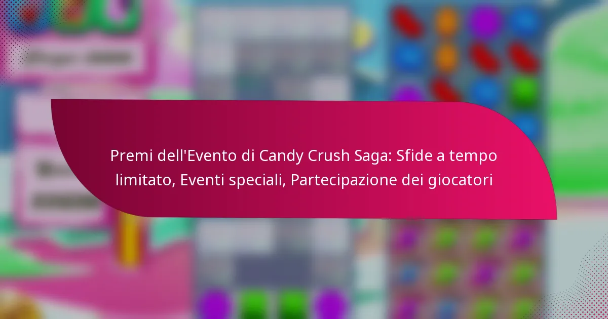Premi dell’Evento di Candy Crush Saga: Sfide a tempo limitato, Eventi speciali, Partecipazione dei giocatori