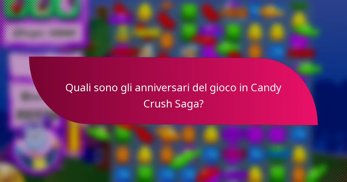 Quali sono gli anniversari del gioco in Candy Crush Saga?
