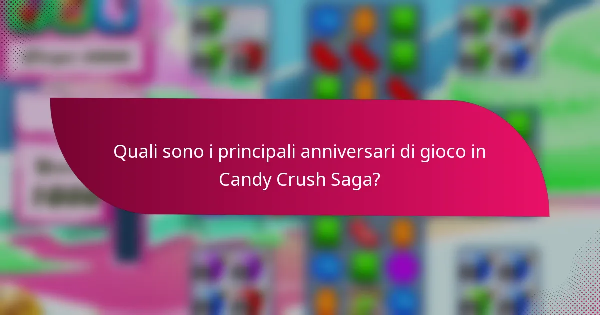 Quali sono i principali anniversari di gioco in Candy Crush Saga?